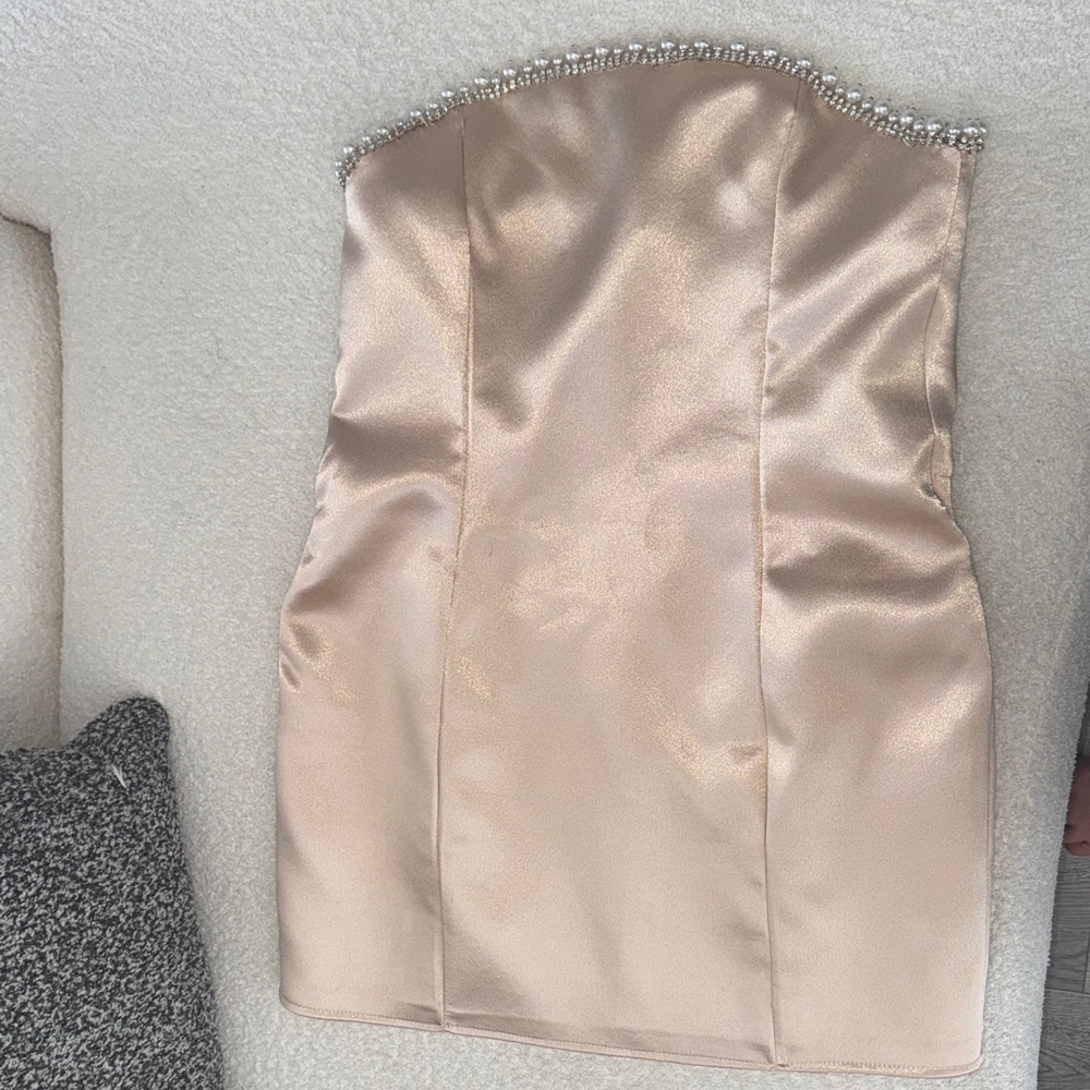 Elegant Strapless Cream Dress